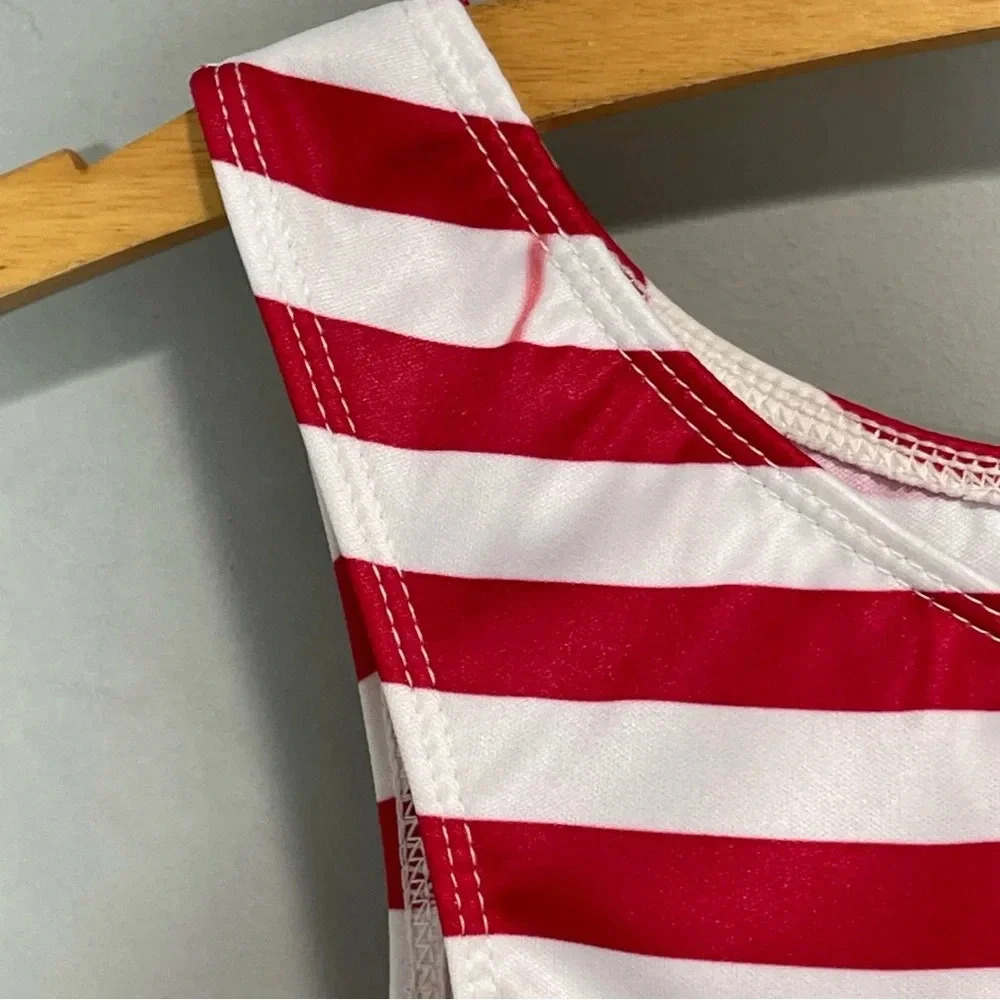 GIRLS GYMBOREE RED, WHITE, BLUE STARS AND STRIPES DRESS WITH CRENLIN SIZE S 5-6 - Picture 3 of 10